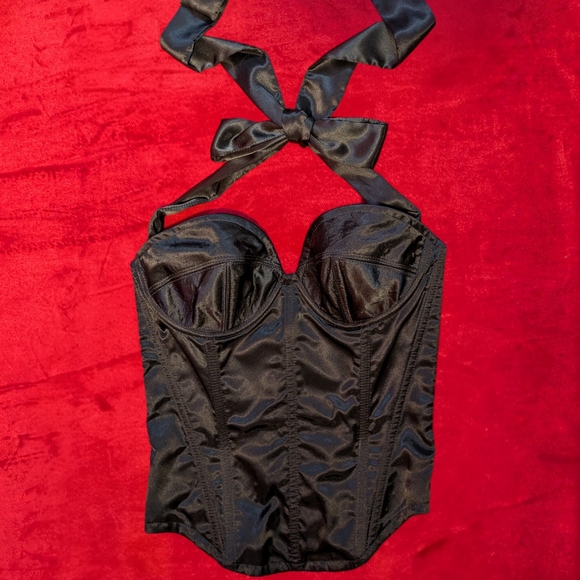 vintage trashy lingerie Playboy bunny costume halter bustier with ribbon tie 36B - Picture 3 of 9